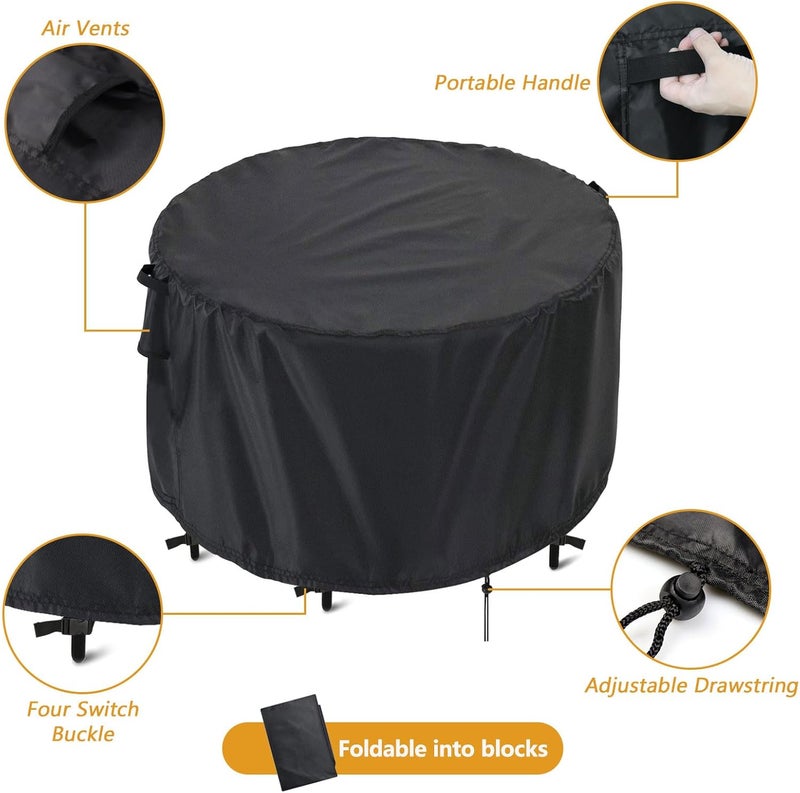 Kingling Patio Furniture Covers Waterproof, Round Patio Table Cover 54 inch Heavy Duty Outdoor Table Cover for Dining & Coffee Table Chair Set, Small Firepit Table All Weather Resistant--54''D x29''H - Image 3